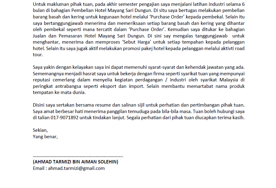 Contoh Surat Permohonan Kerja Melalui Pos - Budak Bandung 