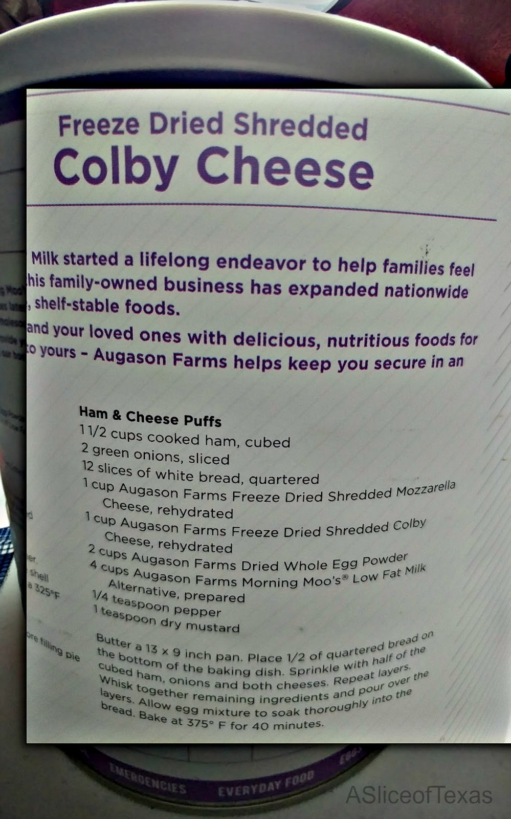A Slice of Texas blog FREEZE DRIED COLBY CHEESE Is it any good