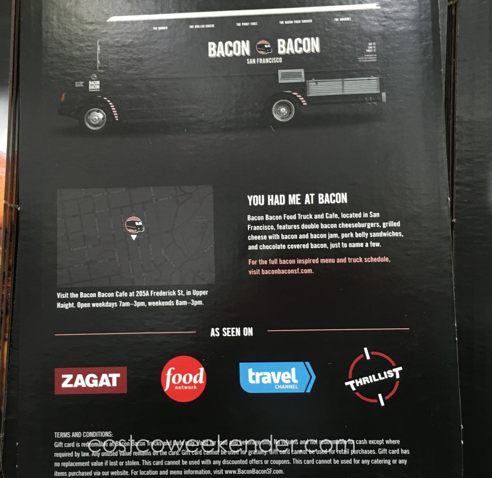 Bacon Bacon Food Truck and Cafe Gift Cards Costco Weekender