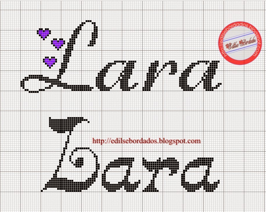 Aline Ponto Cruz e Artesanato: Nome Lara em ponto cruz