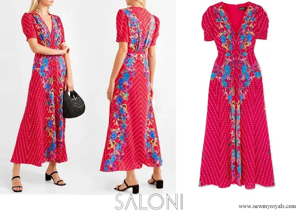 Tatiana Casiraghi wore SALONI Lea printed silk crepe de chine midi dress