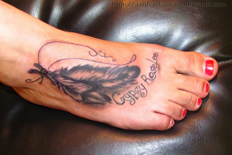 feather foot tattoo lily and asian water tattoo poppy hand tattoo title=