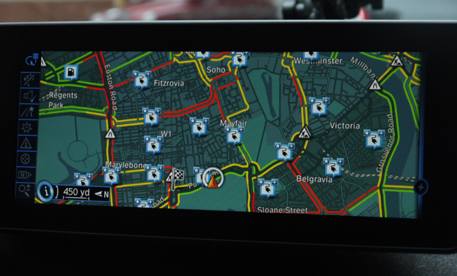 BMW i3 satnav showing charging locations