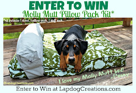 Penny LOVES her #MollyMutt #dogbed so much and thinks your dog will love one too! Enter to WIN a Pillow Pack Kit today! #review #petgiveaway #happypuppy #rescuedog #upcycle #DobermanPuppy #LapdogCreations ©LapdogCreations