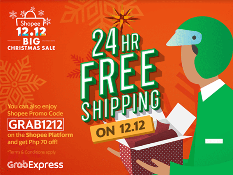 Grab partners with Shopee this 12.12, enjoy same-day delivery and discounts!