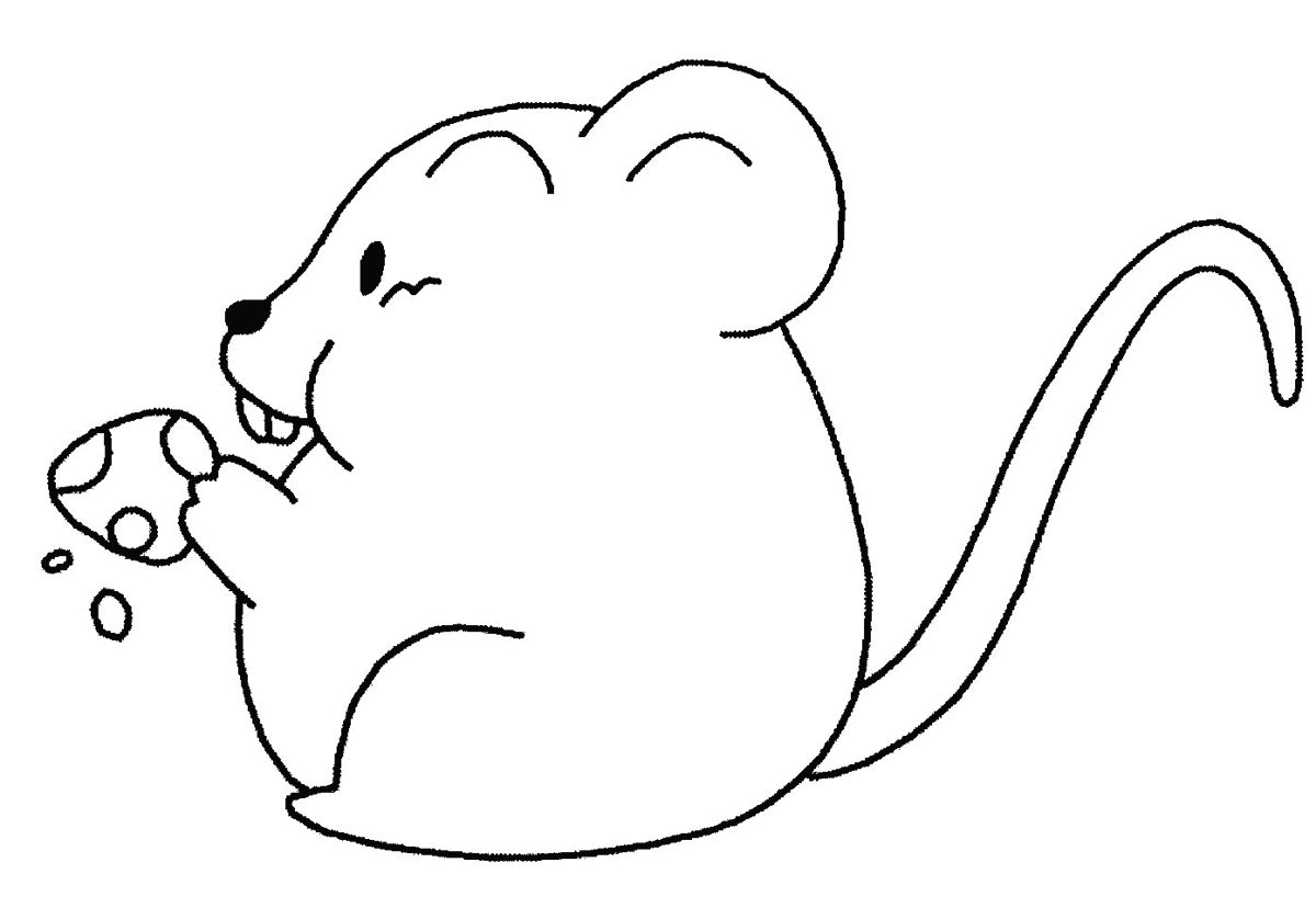 Tranh tô màu con chuột béo đang ăn