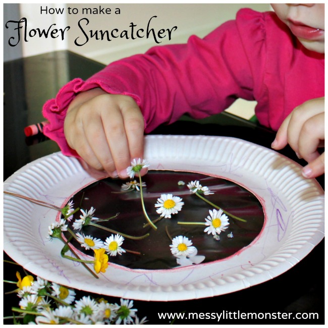 Flower Suncatcher A Beautiful Kids Craft using Real Flowers Messy
