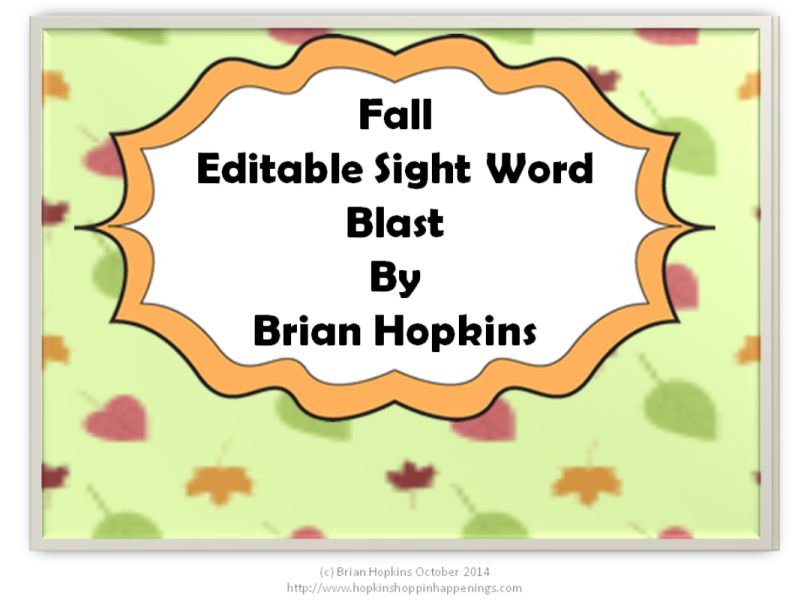 Fall Editable Sight Word Blast Game with a Twist