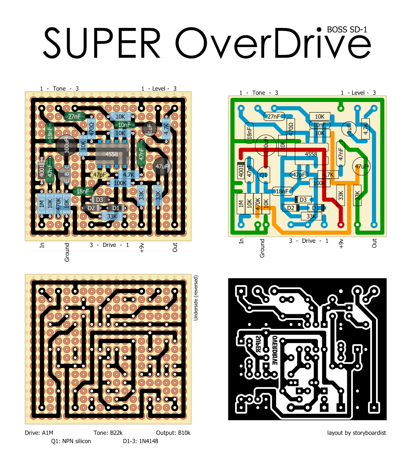 Perf and PCB Effects Layouts: Boss SD-1 SUPER OverDrive
