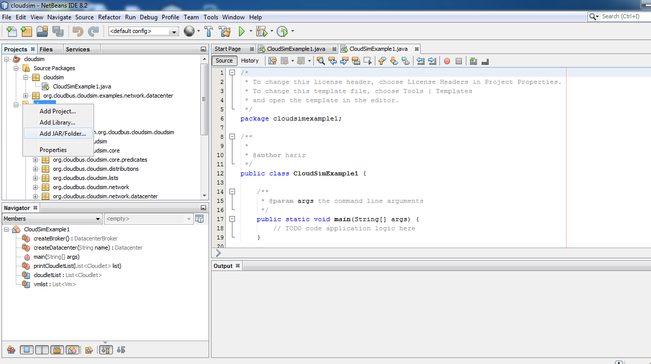 CloudSim using netbeans