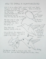 A worksheet from the lesson on how to draw a hummingbird.
