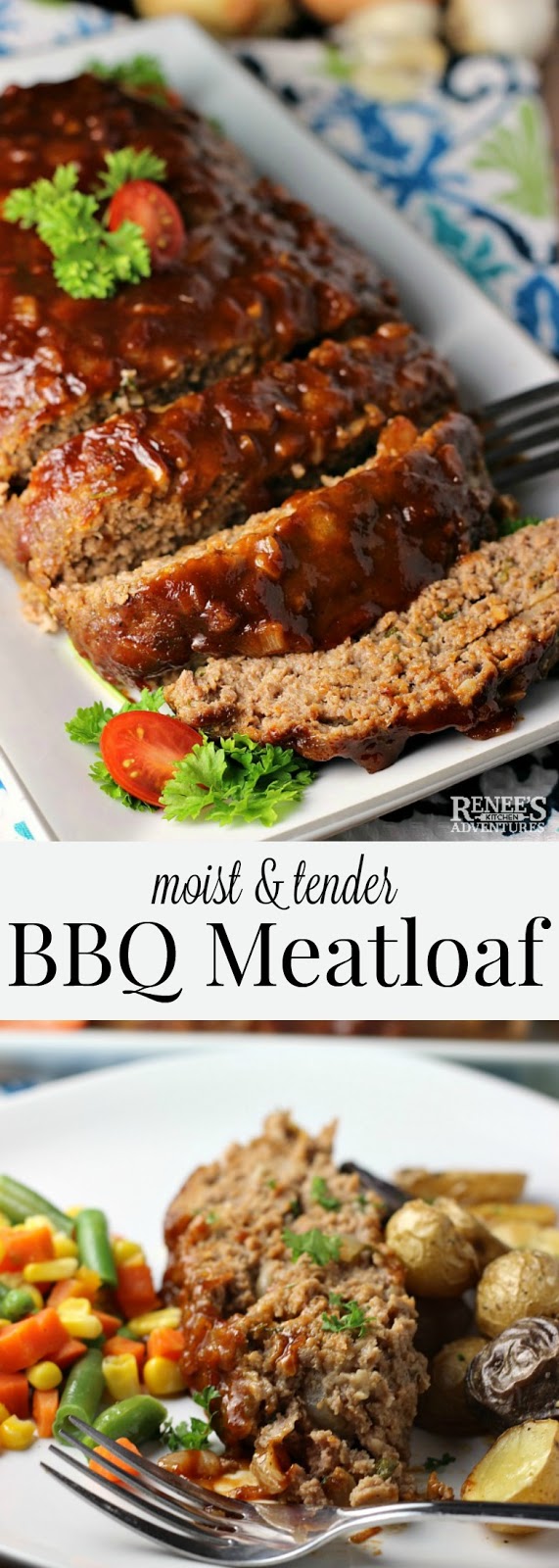 Best BBQ Meatloaf | Renee's Kitchen Adventures - easy recipe for BBQ meatloaf made with ground beef. Great choice for weeknight dinners or Sunday suppers! Baked in the oven for a meal the whole family will enjoy! Makes great meatloaf sandwiches the next day!