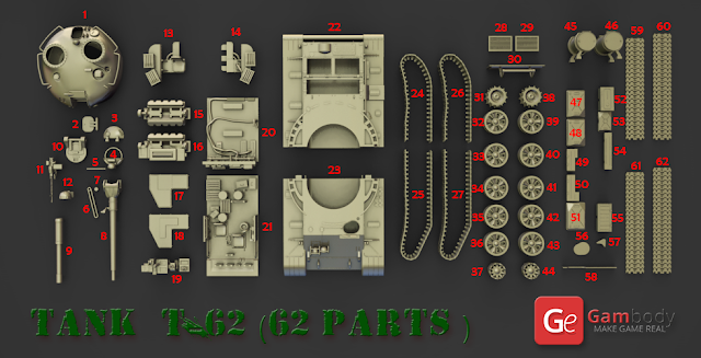 T-62 tank World of Tanks assembly