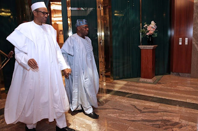 3 Photos: Former President Obasanjo visits President Buhari at the state house