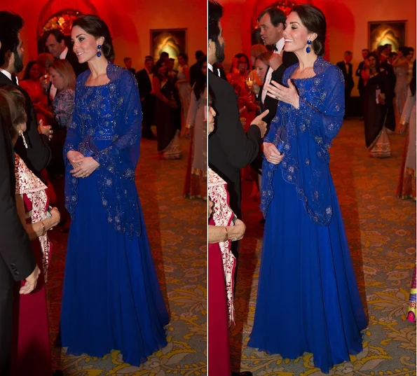 Prince William and his wife Duchess Catherine of Cambridge met with Bollywood stars at a gala dinner on the first day of their official one week visit to India.