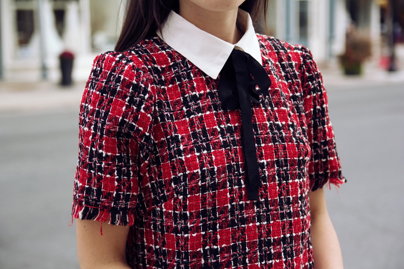 tweed dress with shirt
