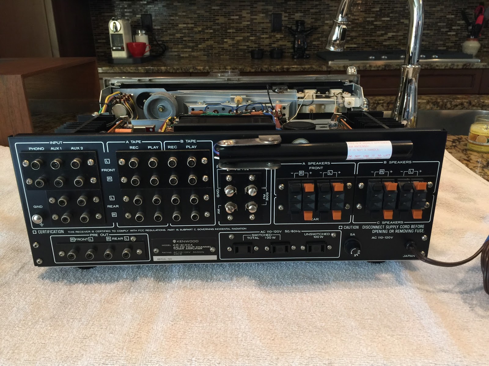 Kenwood KR6140A quad (quadraphonic) receiver w/ wired remote and all