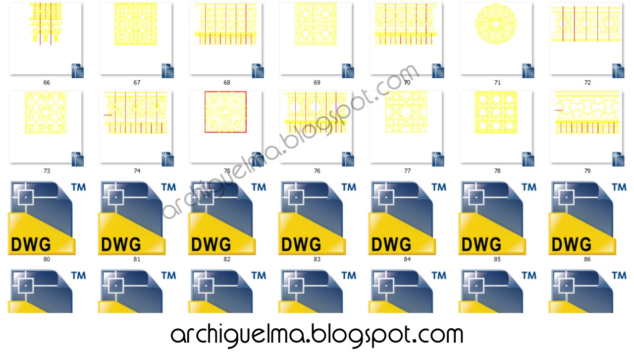 مجموعة من الزخارف الاسلاميه بصيغة DWG 2D ArchiGuelma