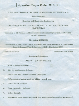 EE2204 Data Structures and Algorithms Nov Dec 2015 Question Paper ...
