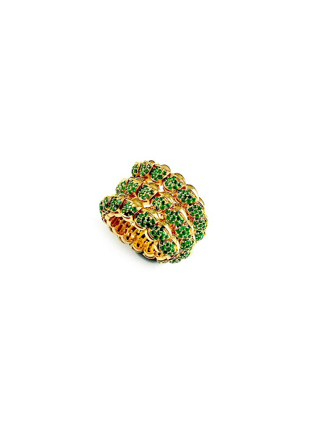 Mirari wrap spiral ring handcrafted in 18 kt Yellow Gold encrusted with round emeralds Mirari wrap spiral ring handcrafted in 18 kt Yellow Gold encrusted with round emeralds