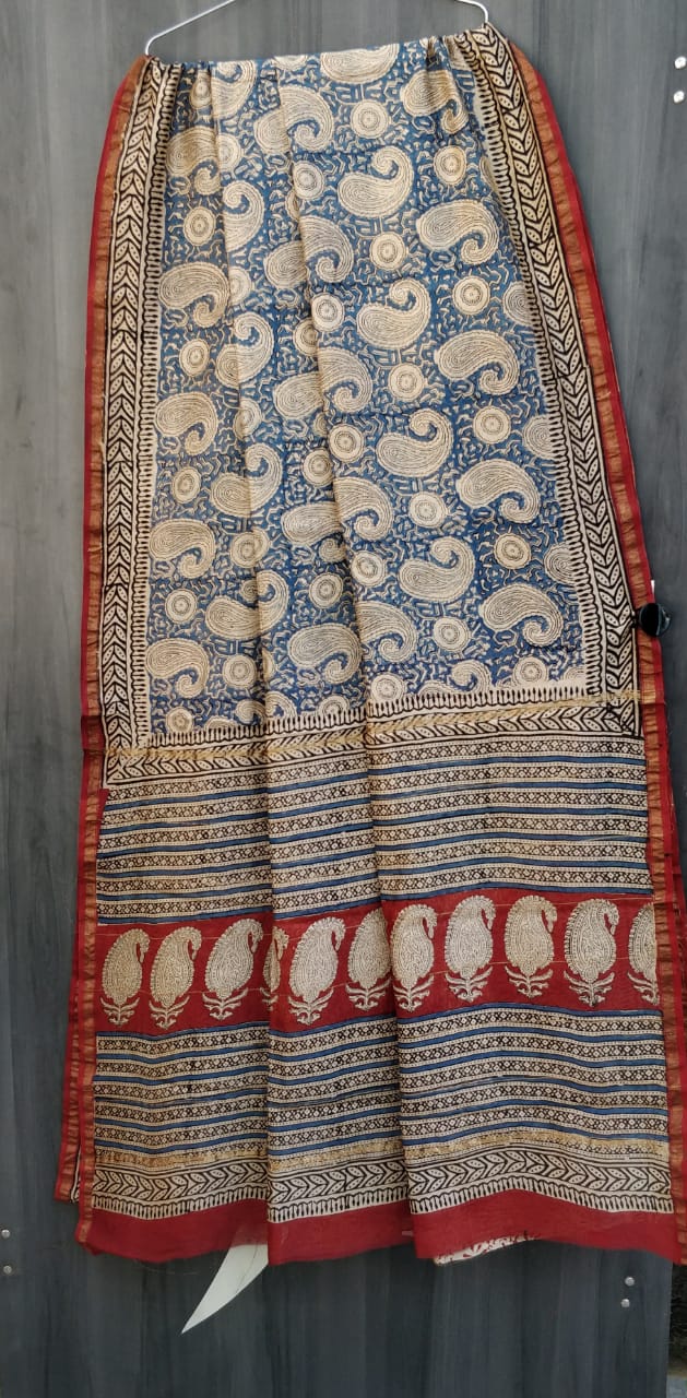 Exclusive new Hand Block Printed chanderi silk sarees