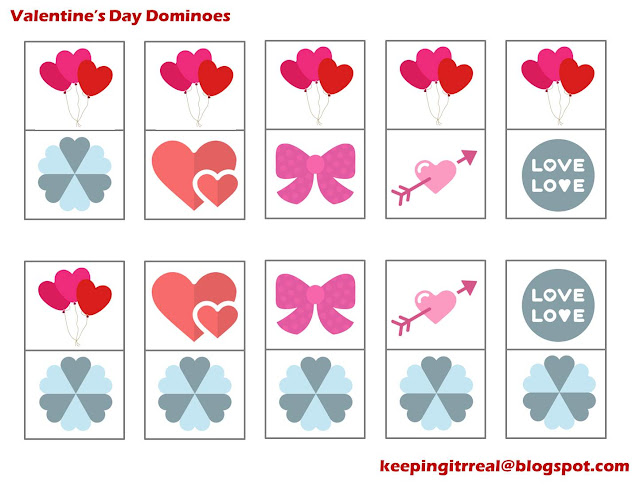 valentines day dominoes, free printable