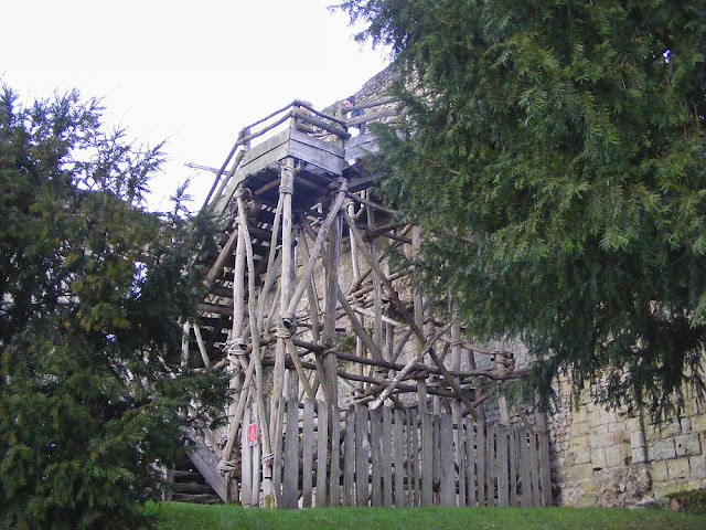 Reconstructed medieval scaffolding. Indre et Loire. France. Photo by Loire Valley Time Travel.