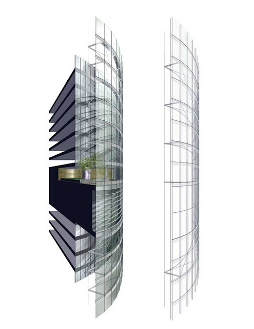 Rendering of inner and outer layer of facade at Shanghai Tower