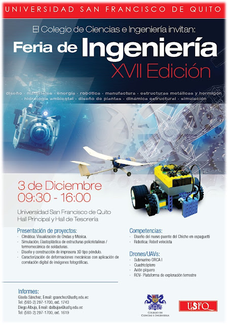 El Colegio de Ciencias e Ingeniería invitan a la:  Feria de Ingeniería XVII Edición, 3 de Diciembre.
