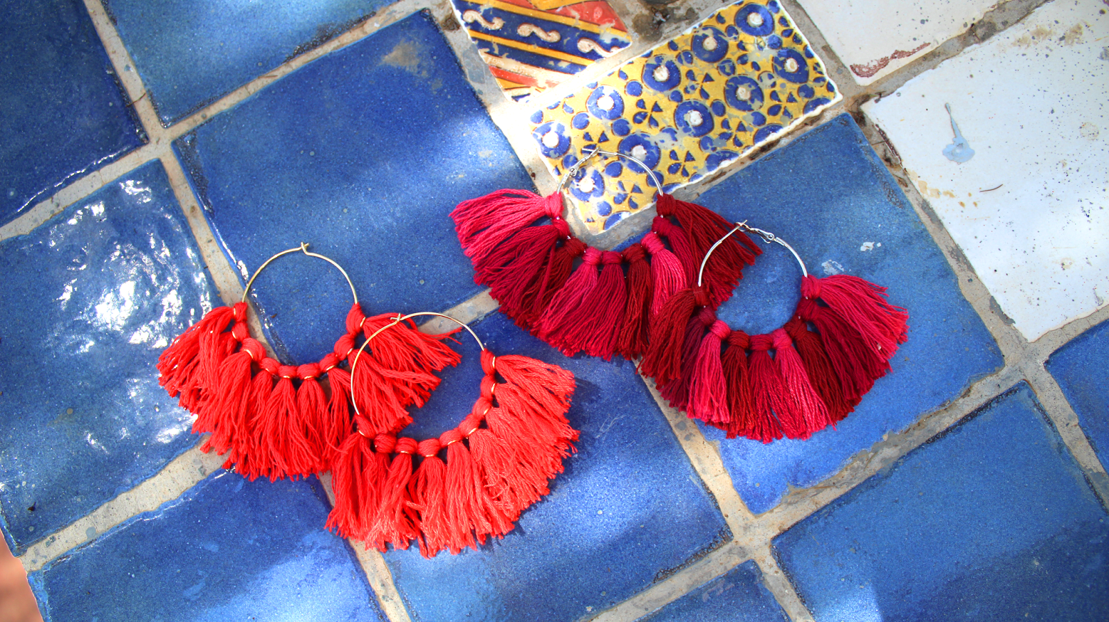 Boucles D'oreilles Boho Argenté Et Turquoise - Pendantes, Fermoir Clous