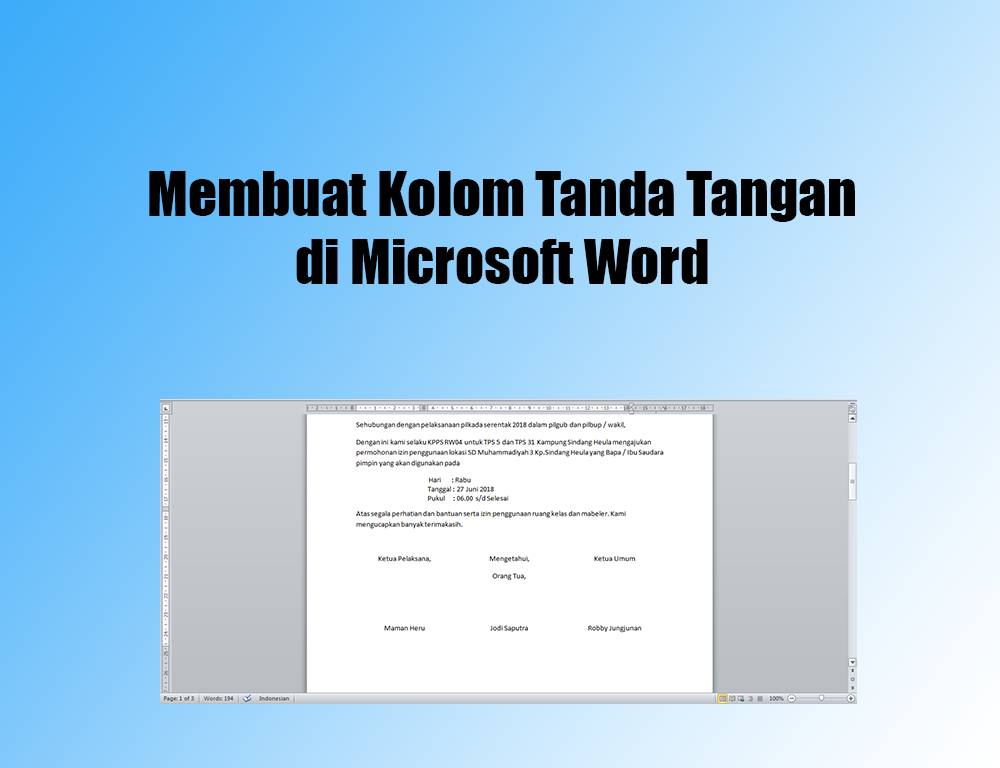 Cara Membuat Kolom Tanda Tangan Di Word Belajar Microsoft