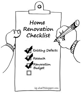 Cartoon depicting a home renovation checklist