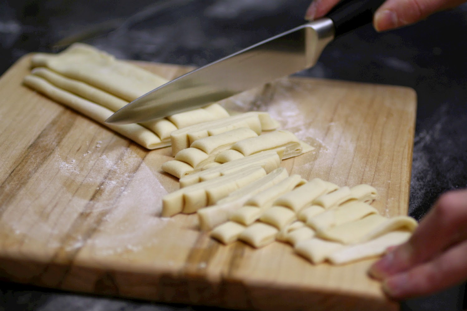 Strozzapreti - hand rolled pasta.  Fresh pasta is so much better than anything bought from the supermarket and is so easy to make!  This is a recipe my sister showed me using her Italian friend's instructions.