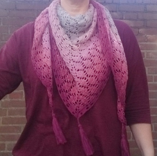 driehoek sjaal haken met verloopgaren