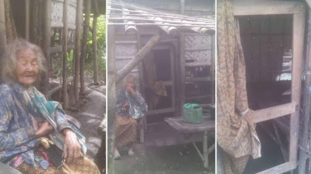 Hanya Mengandalkan Belas Kasih Para Tetangga, Wanita Tua Berusia 90 Tahun Ini Nenek Tua Ini Gerogoti Bambu Dinding Rumahnya untuk Memasak