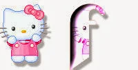 Alfabeto de Hello Kitty en diferentes posturas F. 