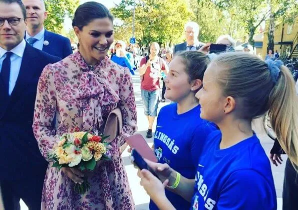 Crown Princess Victoria wore Ida Sjöstedt Peony blouse and Moody skirt, and Stinaa J. ankle suede boots