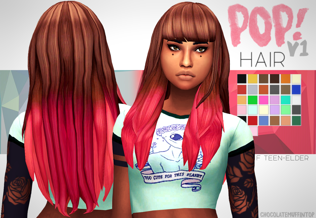 My Sims 4 Blog Pop Hair By Chocolatemuffintop