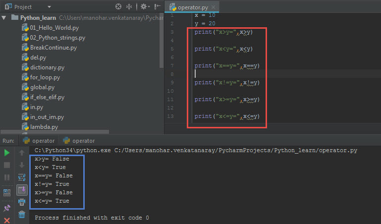 Share my learning's: 6)Python Operators