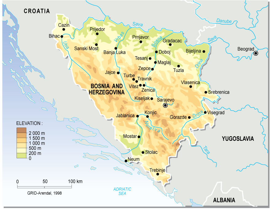 MAPS OF BOSNIA AND HERZEGOVINA