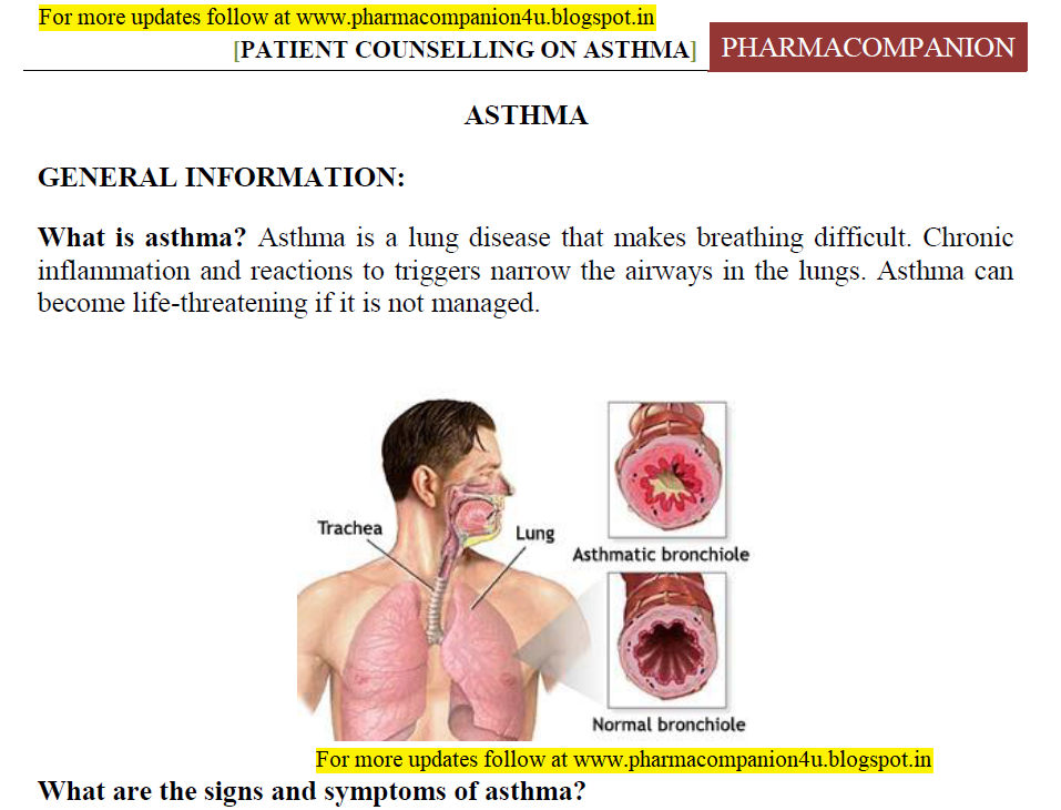 PATIENT COUNSELLING ON ASTHMA