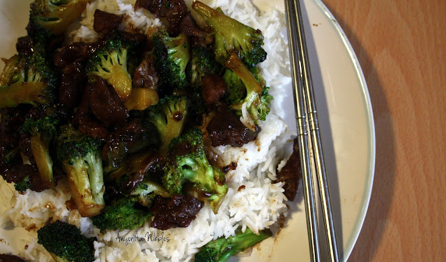 A plate of beef with broccoli with chopsticks from www.anyonita-nibbles.com