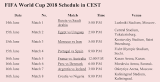 FIFA World Cup 2018 Schedule CEST PDF FIFA World Cup 2018 Schedule CEST PDF