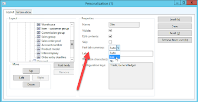 Select Yes in the Personalization form for FastTab Summary to add a field to the FastTab