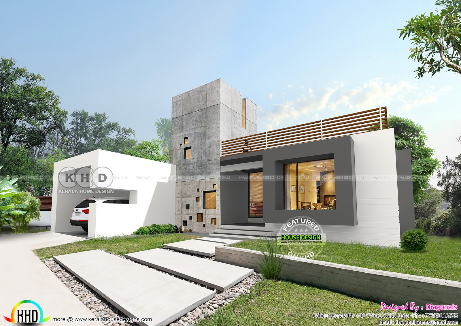 Exact single floor contemporary home - Kerala home design and floor