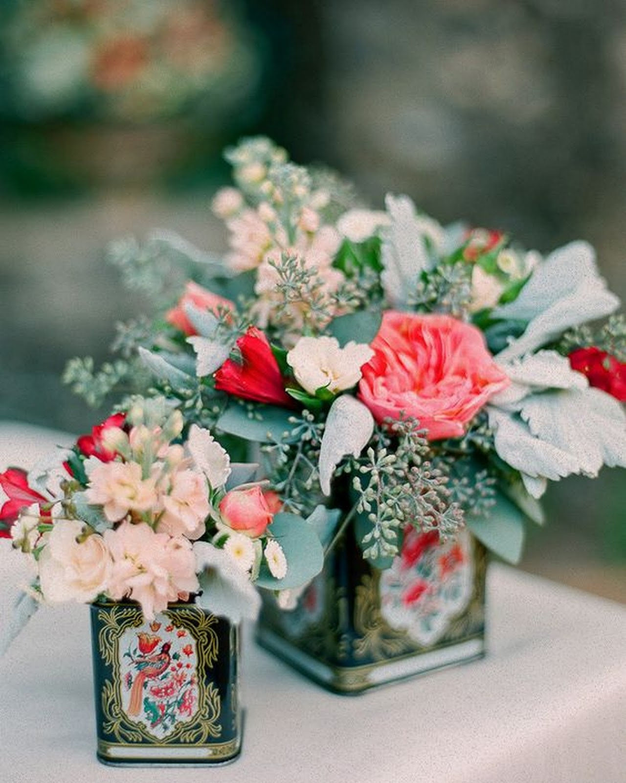 postcards and pretties PRETTY DETAILS Tea Tin Centerpieces