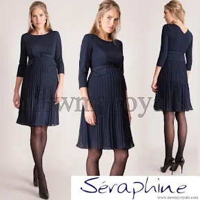 Princess Victoria wore SERAPHINE Sophia Navy Pleated Dress