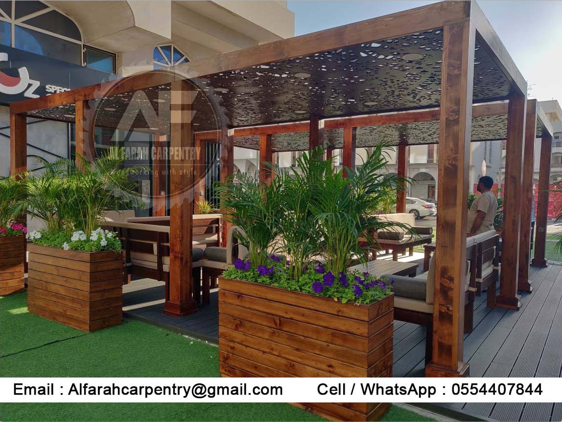 Restaurant Wooden Pergola Dubai Cafeteria Wooden pergola Garden