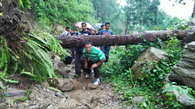 Bimal Gurung visiting the damaged areas during heavy rainfall on 30th june 2015 to 5th july 2015 in the hills