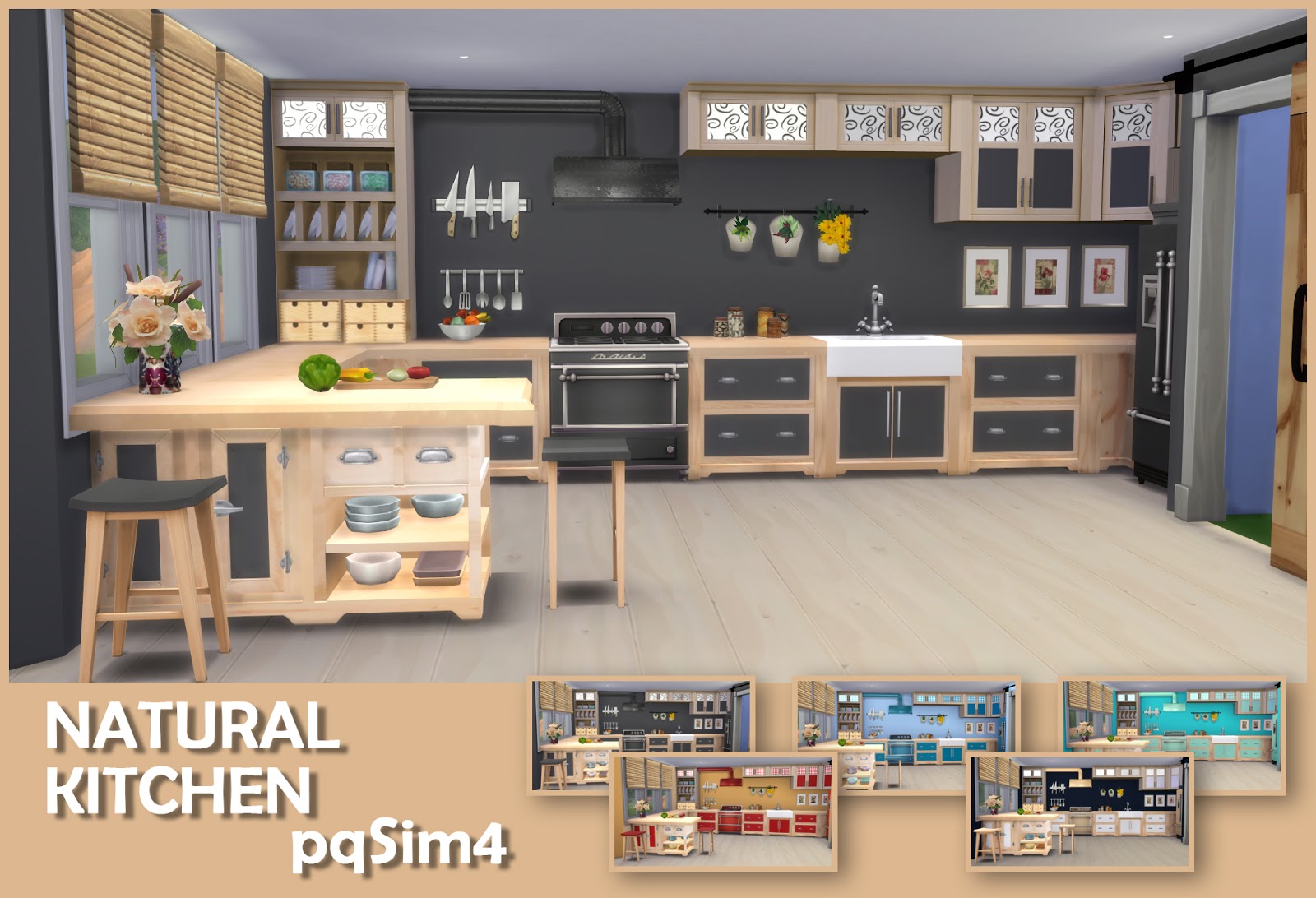 Natural Kitchen. Sims 4 Custom Content.